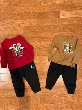 Boys Bundle 2 Jordan Kids Black Jogger Bottoms with White Jumpman Logo